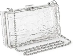 WJCD Womens Clear Purse Acrylic Evening Bags clear clutch purse Ripple Shaped Vintage Banquet Handbag