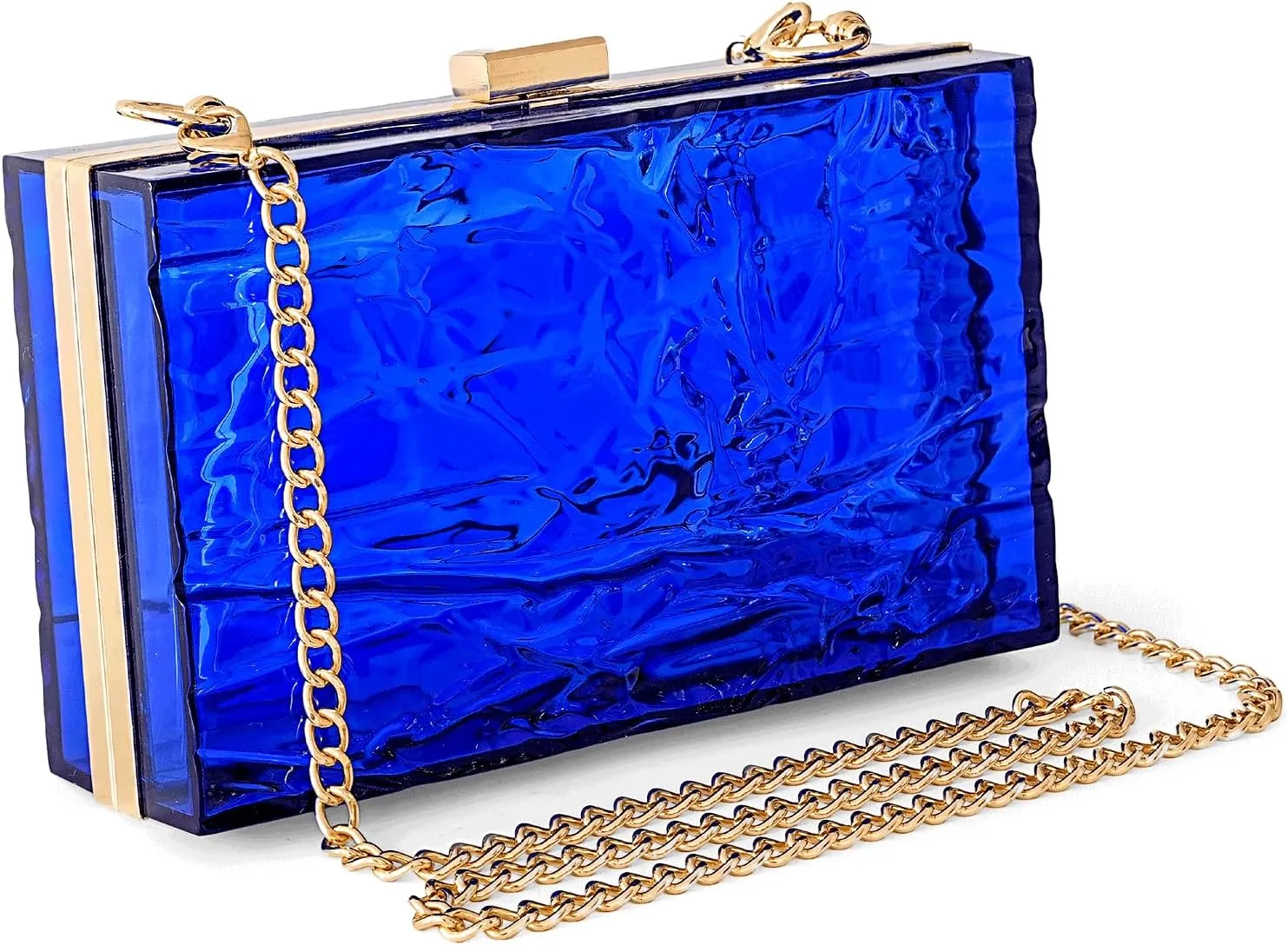 WJCD Womens Clear Purse Acrylic Evening Bags clear clutch purse Ripple Shaped Vintage Banquet Handbag