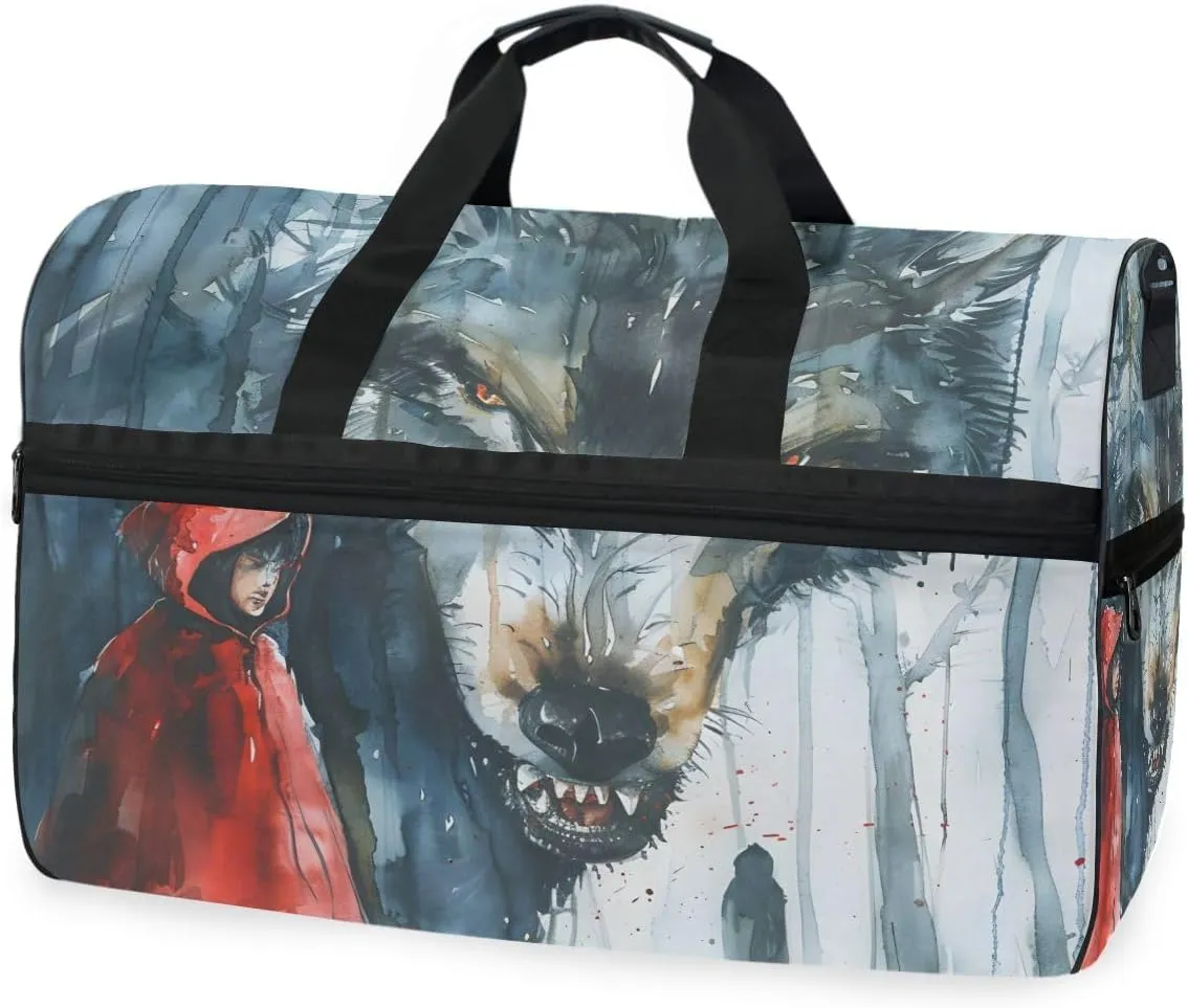 Wolf Red Robe Travel Duffel Bag Luggage Sports Gym Bags With Shoes Compartment Large Capacity Lightweight Duffle Bag For Men Women