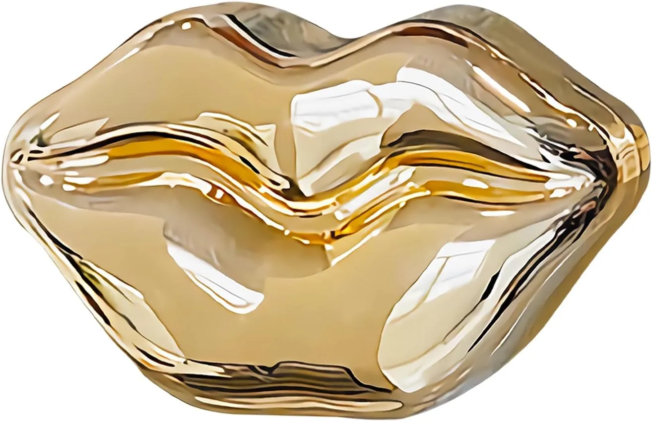 Women Acrylic Lips-shaped Evening Bags Purses Clutch Vintage Banquet Handbag(Golden)