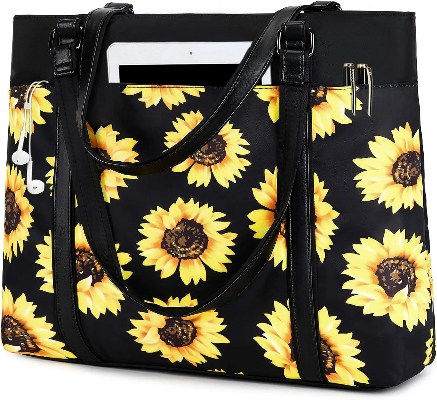 Women Laptop Tote Bag for Work Canvas Handbag Purse Shoulder Bag Lightweight Canvas Laptop Bag for 15.6 Inch