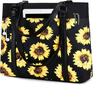 Women Laptop Tote Bag for Work Canvas Handbag Purse Shoulder Bag Lightweight Canvas Laptop Bag for 15.6 Inch