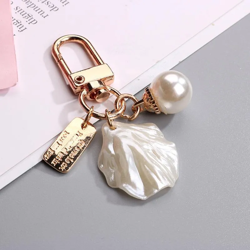 Womens Cute Key Rings Shell Heart Pearl Shape Keychain Charm Bag Hanger Pendants