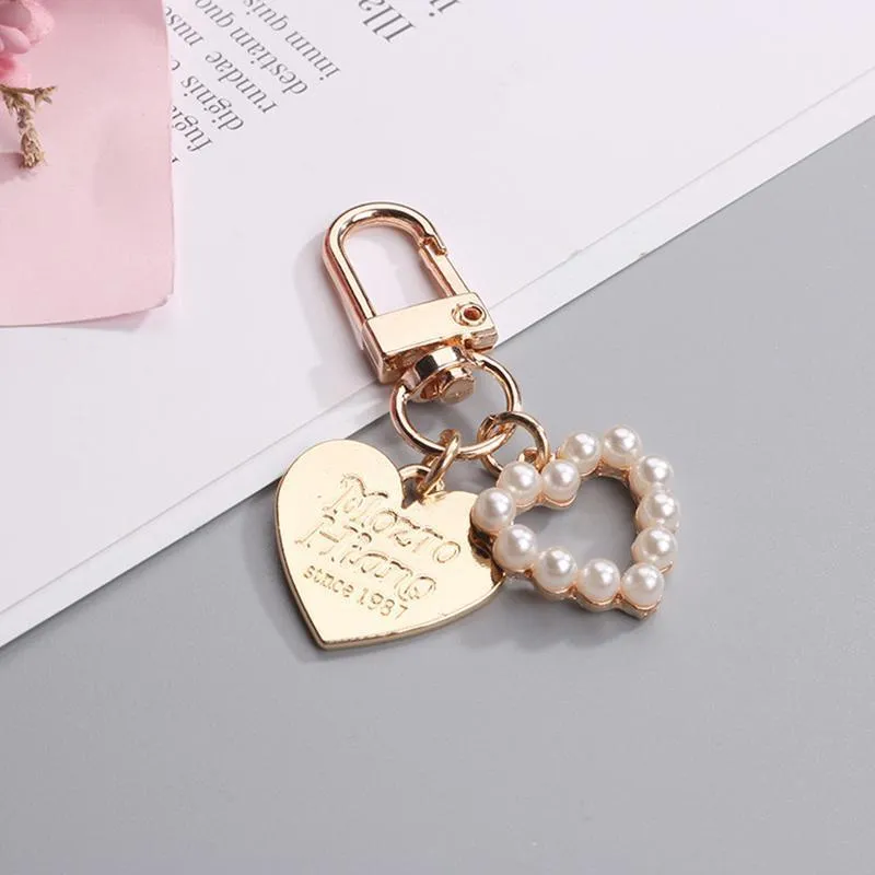Womens Cute Key Rings Shell Heart Pearl Shape Keychain Charm Bag Hanger Pendants