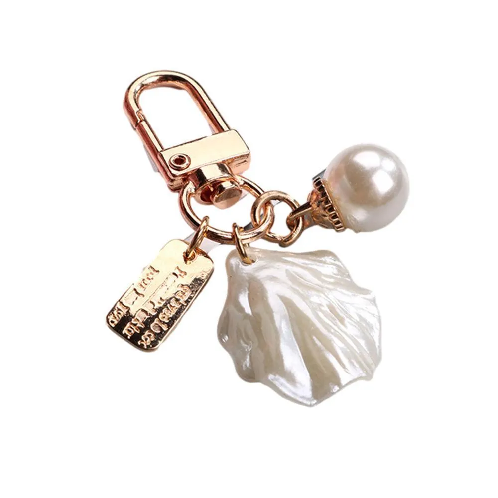 Womens Cute Key Rings Shell Heart Pearl Shape Keychain Charm Bag Hanger Pendants