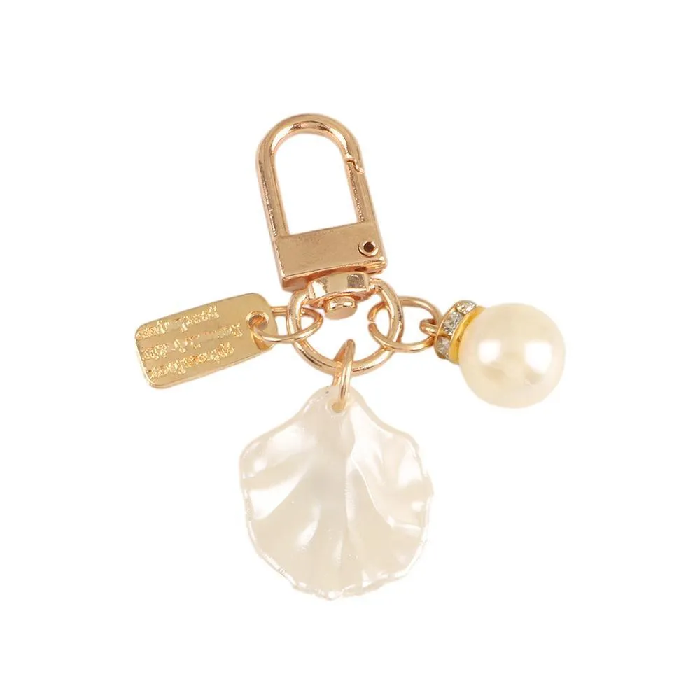 Womens Cute Key Rings Shell Heart Pearl Shape Keychain Charm Bag Hanger Pendants