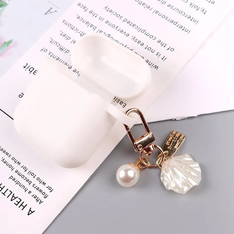 Womens Cute Key Rings Shell Heart Pearl Shape Keychain Charm Bag Hanger Pendants