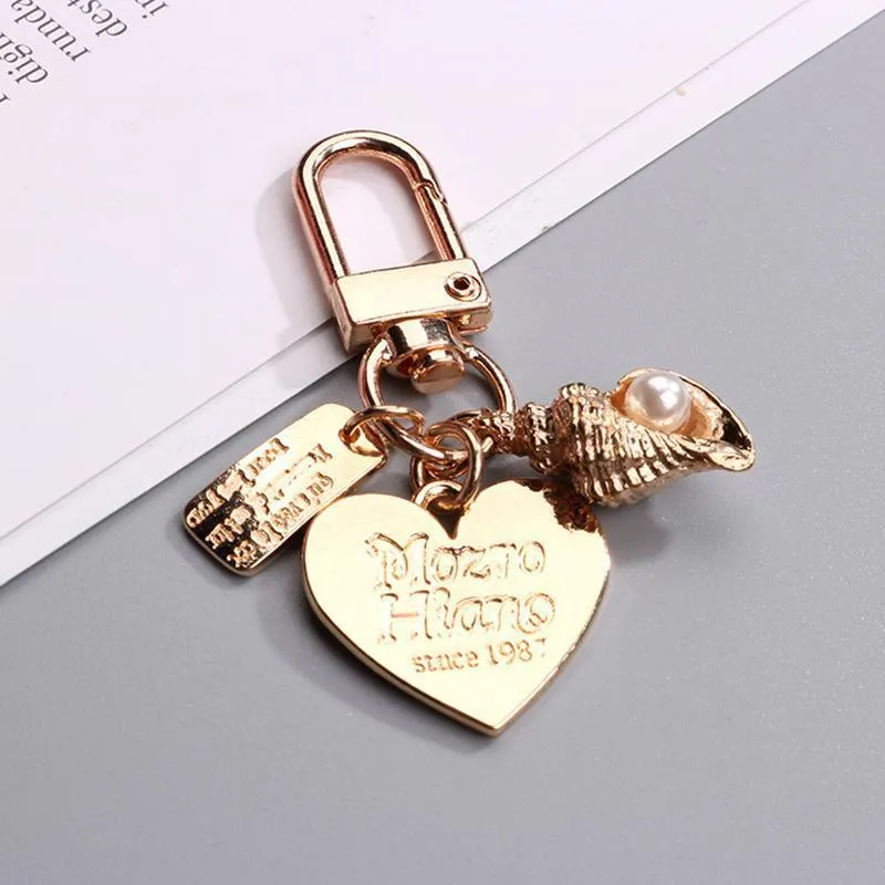 Womens Cute Key Rings Shell Heart Pearl Shape Keychain Charm Bag Hanger Pendants