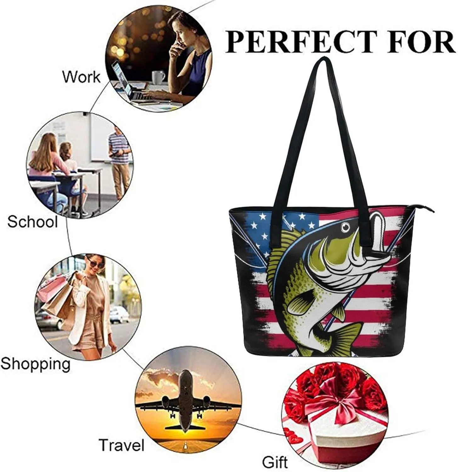 Women's Fashion Tote Bag, Large Capacity Lightweight Handbag, Shopping Bags with Compartment