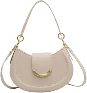 Women’s Leather Shoulder Bag Designer Crossbody Purse Simple Crescent Bag Top Handle Satchel Purse Vintage Tote Bag