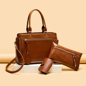 Women's Leather Stylish Big Handbags Set
