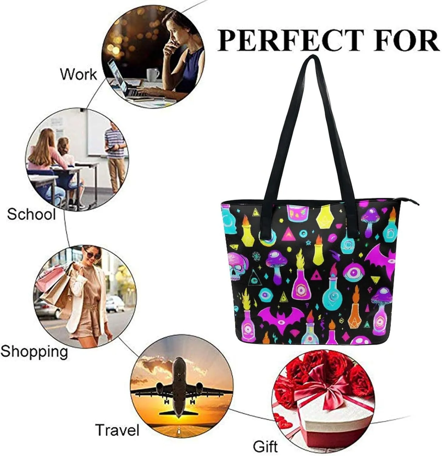 Women's Novelty Shoulder Bag, Lightweight Durable Handbag, Large Capacity Tote Bags for Laptop, Books