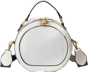 Women's Retro Flower Printing Handbags and Crossbody Bags,Female Purses Quilted Versatile Round Bags Satchel Bags