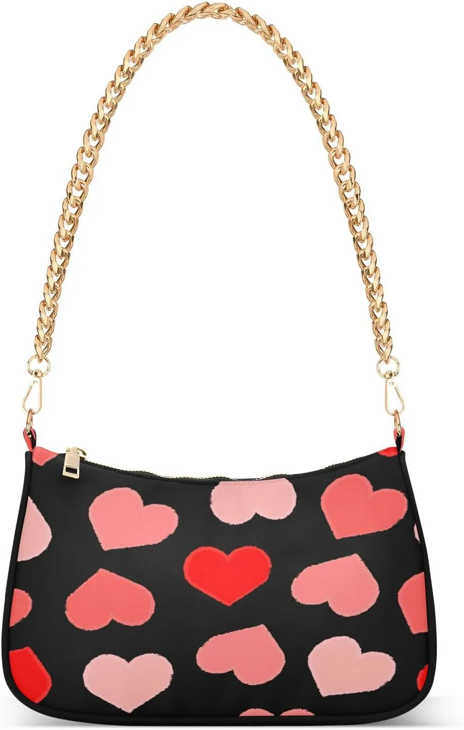 Womens Shoulder Bag for Women Girls Hobo Tote Handbag Gold Chain Crossbody Bag with Zipper Clutch Purse Handbags