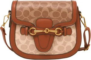 Women's Small Crossbody Bags with Golden Buckle Artificial Leather Purse Handbag in Fashionable Design