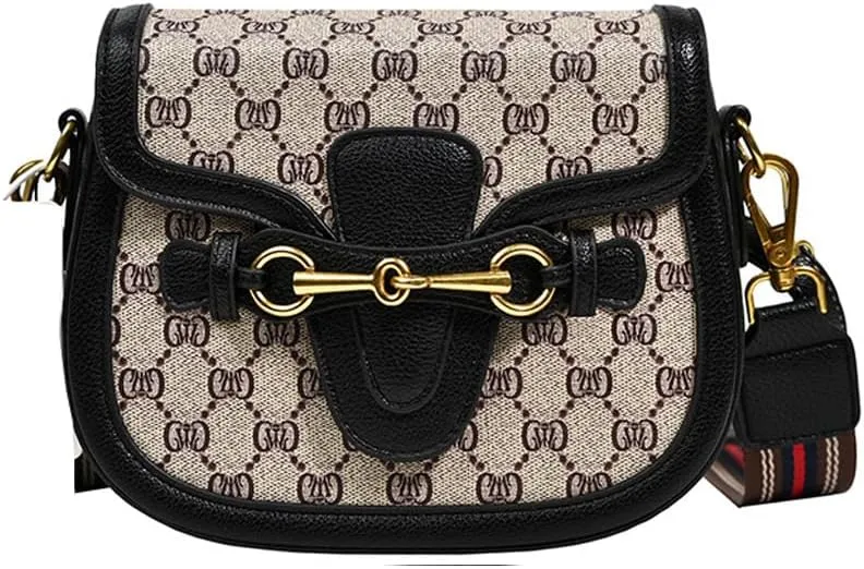Women's Small Crossbody Bags with Golden Buckle Artificial Leather Purse Handbag in Fashionable Design