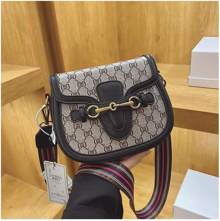 Women's Small Crossbody Bags with Golden Buckle Artificial Leather Purse Handbag in Fashionable Design