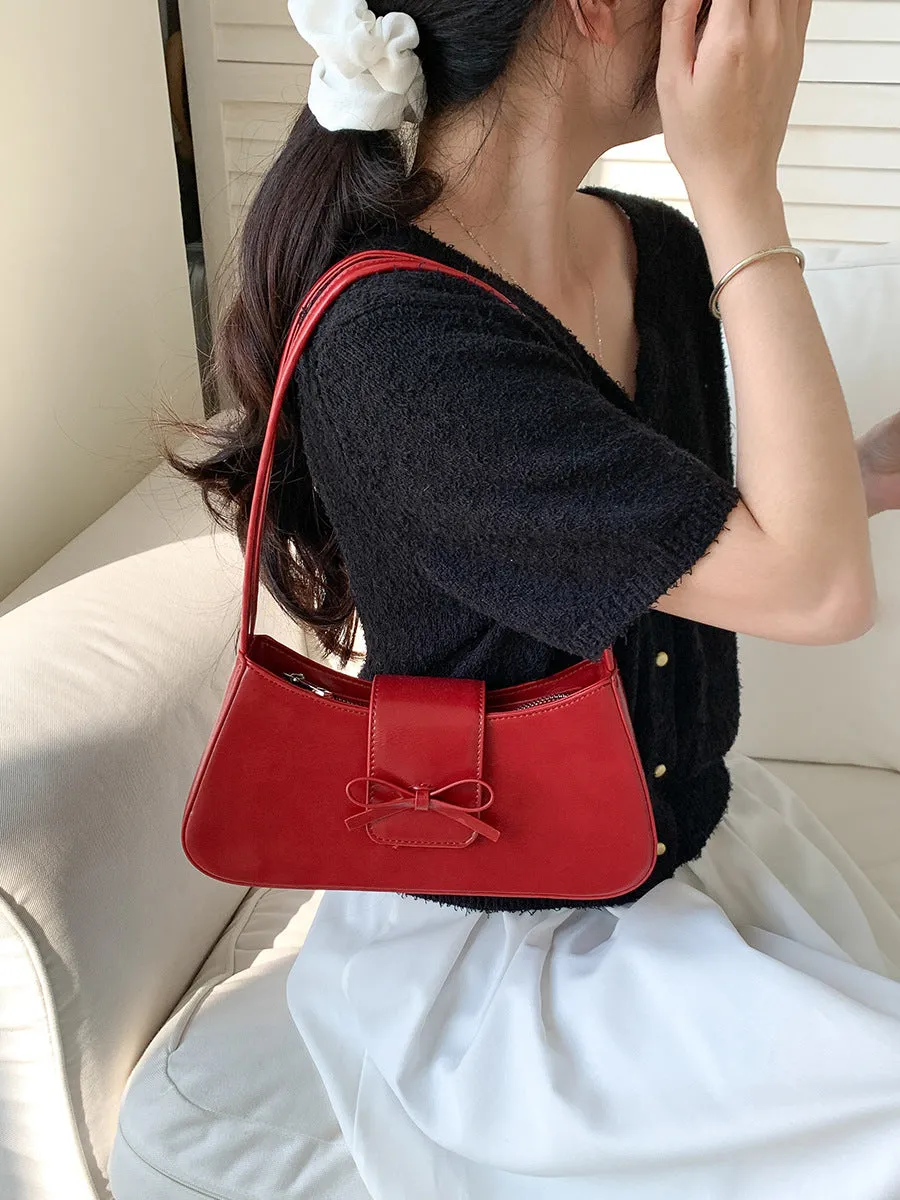 Women's Style Niche Commuter Underarm High-grade Red Shoulder Bags