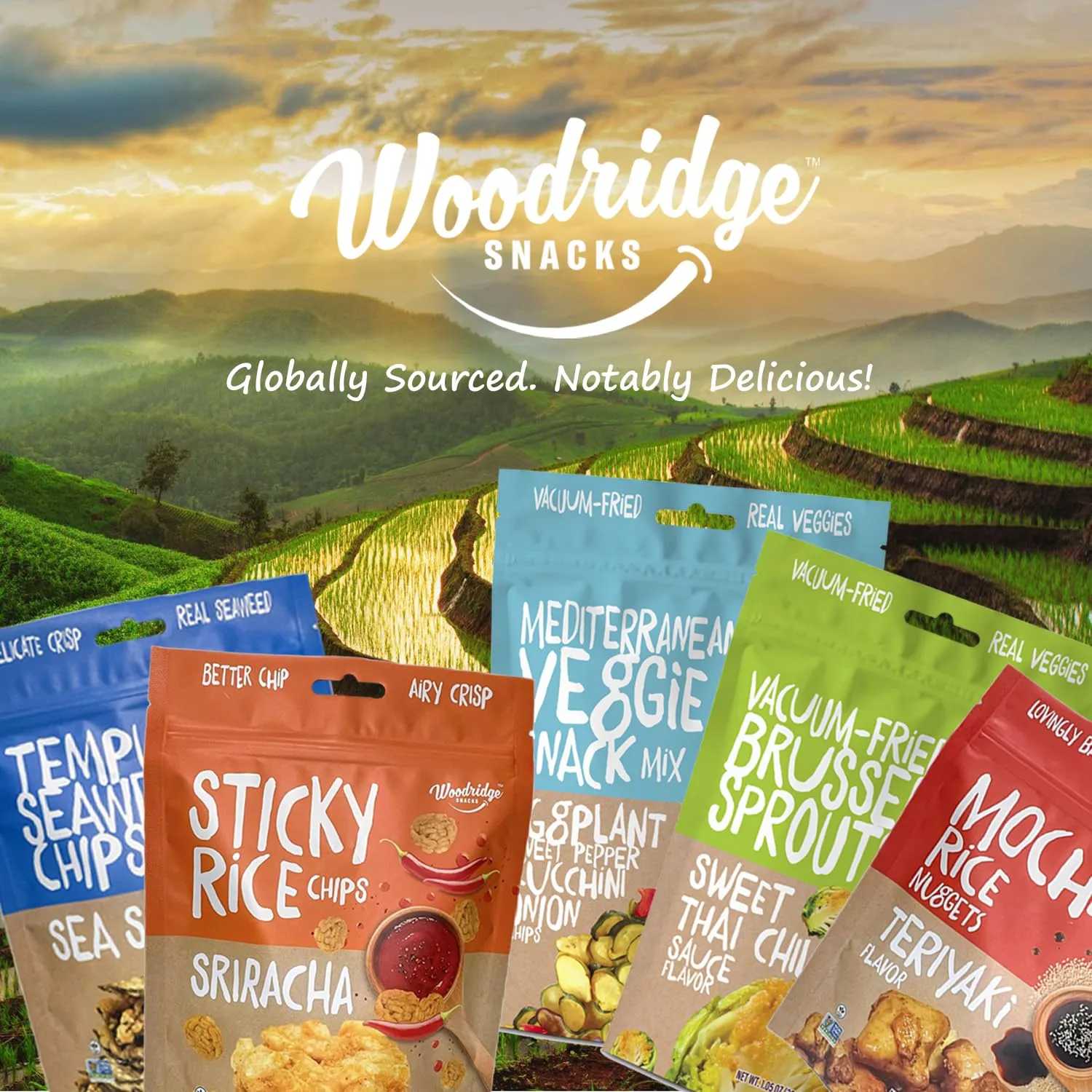 Woodridge Snacks | Tempura Seaweed Chips | Sriracha Flavor | 6 Pack | 1.41 OZ (40g) Bags
