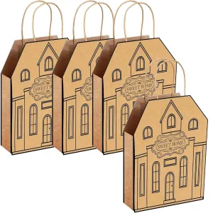 wootile House Shaped Gift Bags Paper House Warming Gift Bags Handles Real Estate Agent Gifts Kraft Real Estate Gift Wrap Bags for New House Housewarming Home Agent Supplies 12Pcs