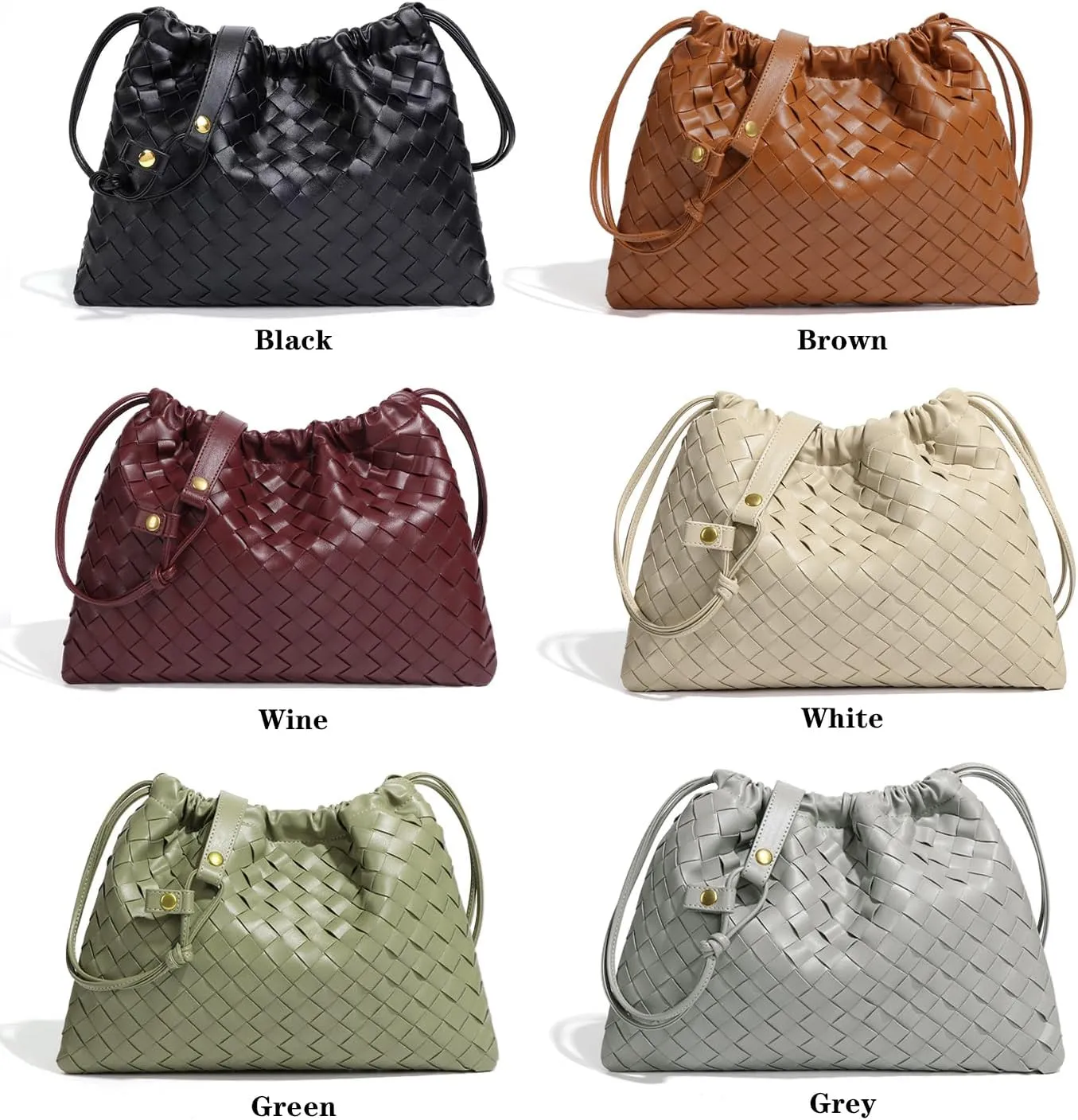 Woven Large Crossbody Bags for Women Trendy Soft Leather Shoulder Tote Purses