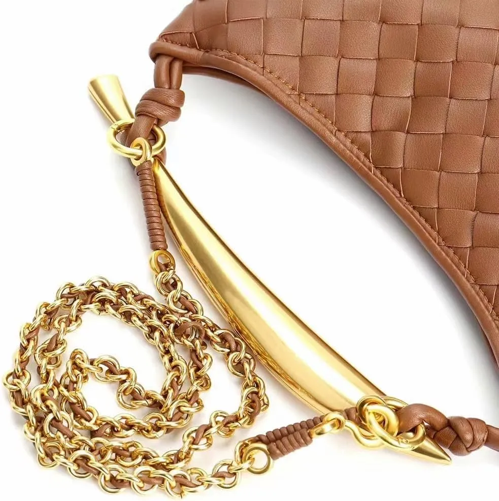 Woven leather chains, dumpling buns, metal handles, handbags, women's wallets, homeless people's bags, and knotted