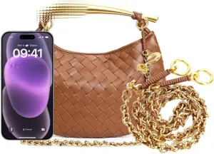 Woven leather chains, dumpling buns, metal handles, handbags, women's wallets, homeless people's bags, and knotted