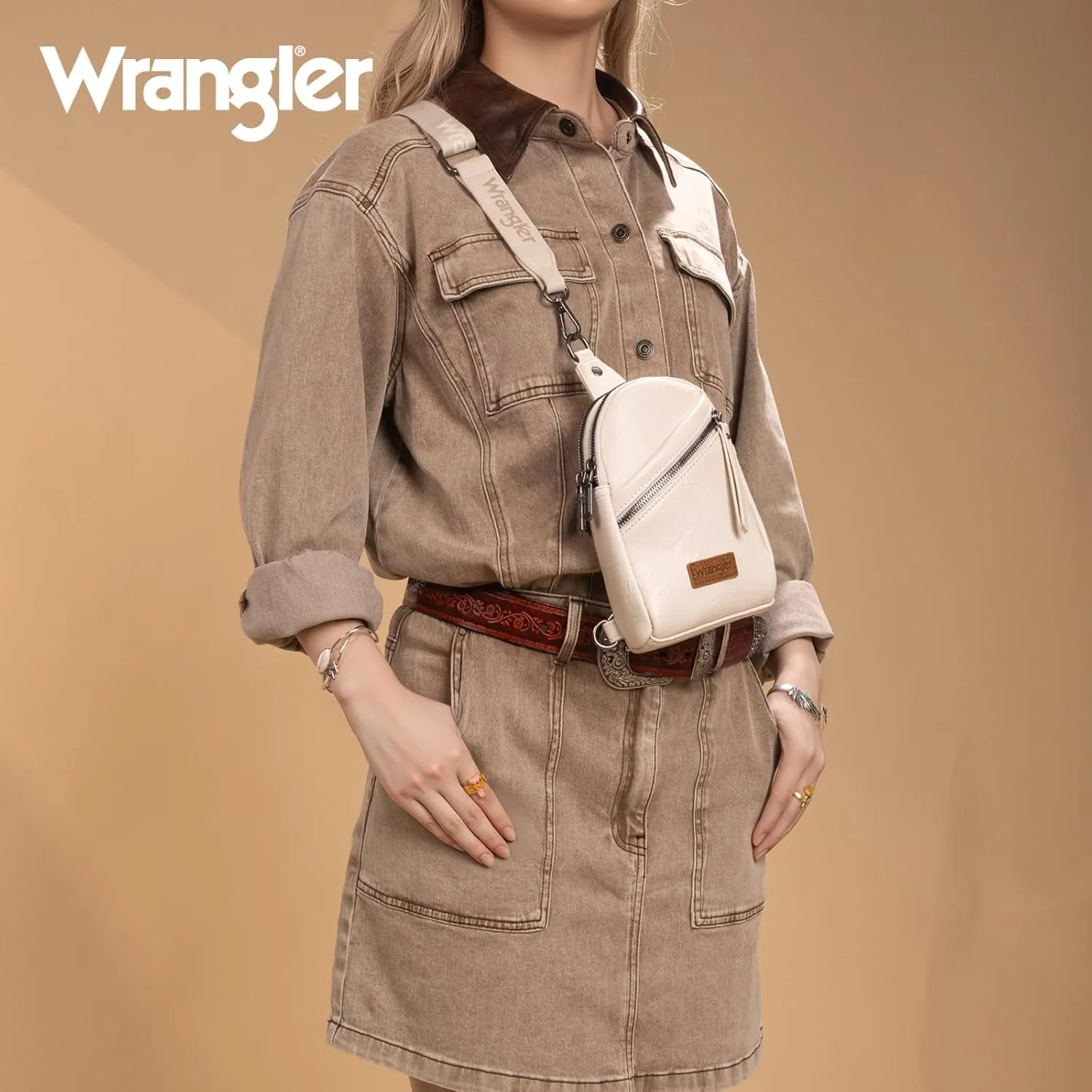 Wrangler Small Crossbody Sling Bags for Women Fanny Packs Chest Bag for Travel - Mother Day Gift