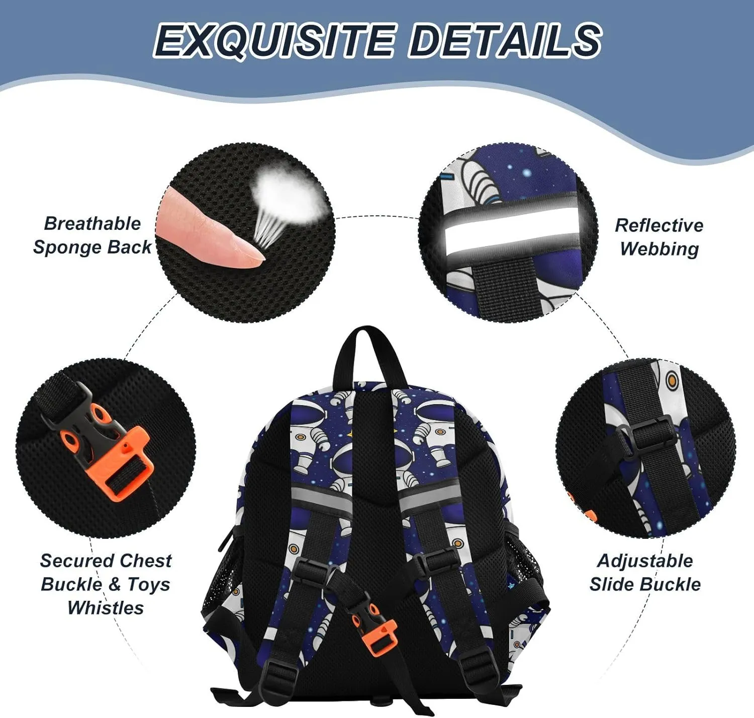 Wusikd Kids Backpack Colorful Space Toddler Bags Astronauts Stars Schoolbag for Girls Boys Kindergarten Student S