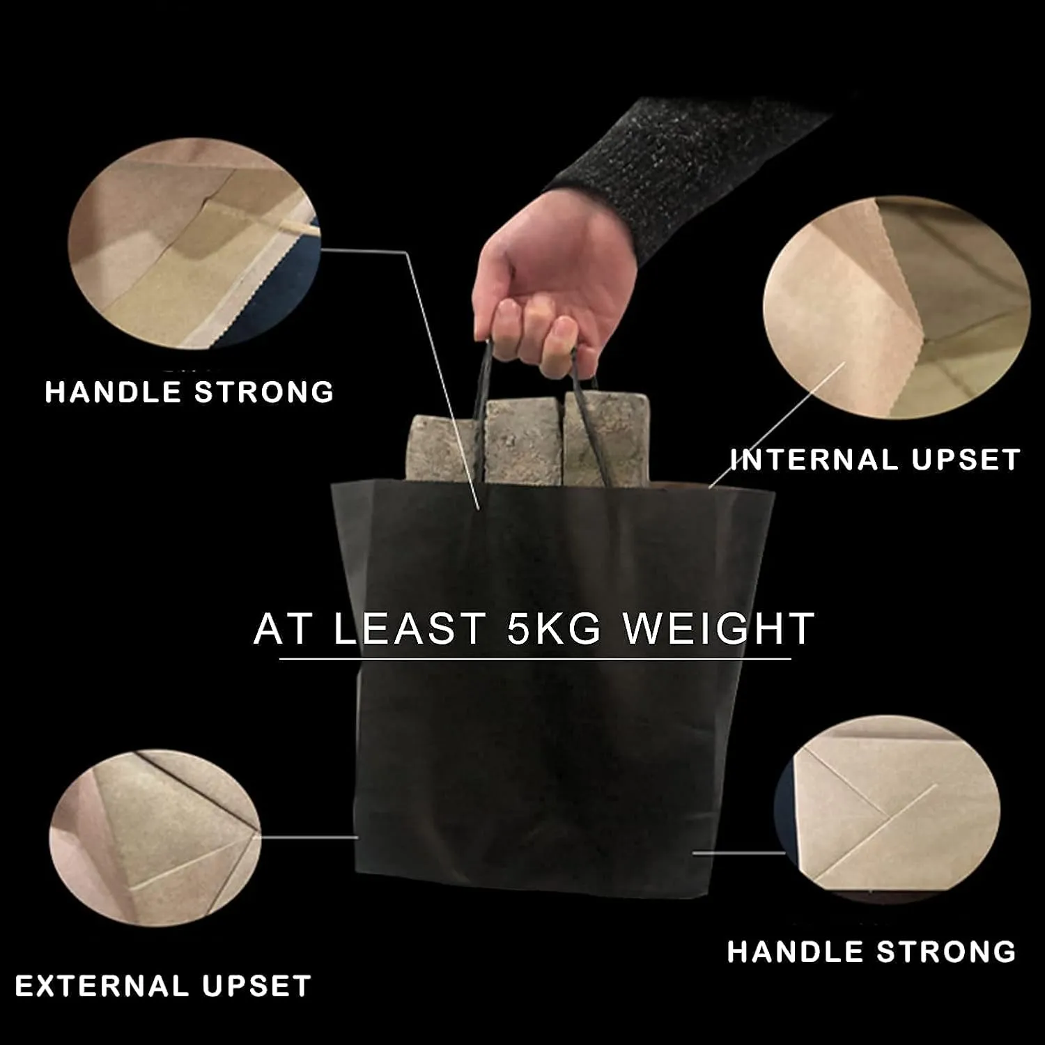 XIFOWE (5.91x3.15x8.27 Inch,100 Pcs Custom Printed Kraft Paper Bags, Shopping bags, merchandise bags, party bags, gift bags, environmentally friendly bags, supermarket bags, garbage bags