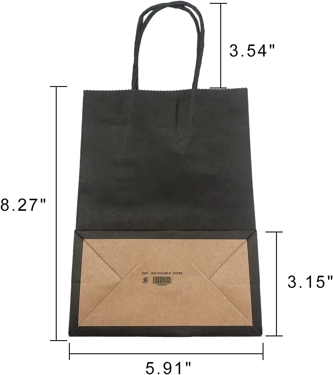 XIFOWE (5.91x3.15x8.27 Inch,100 Pcs Custom Printed Kraft Paper Bags, Shopping bags, merchandise bags, party bags, gift bags, environmentally friendly bags, supermarket bags, garbage bags