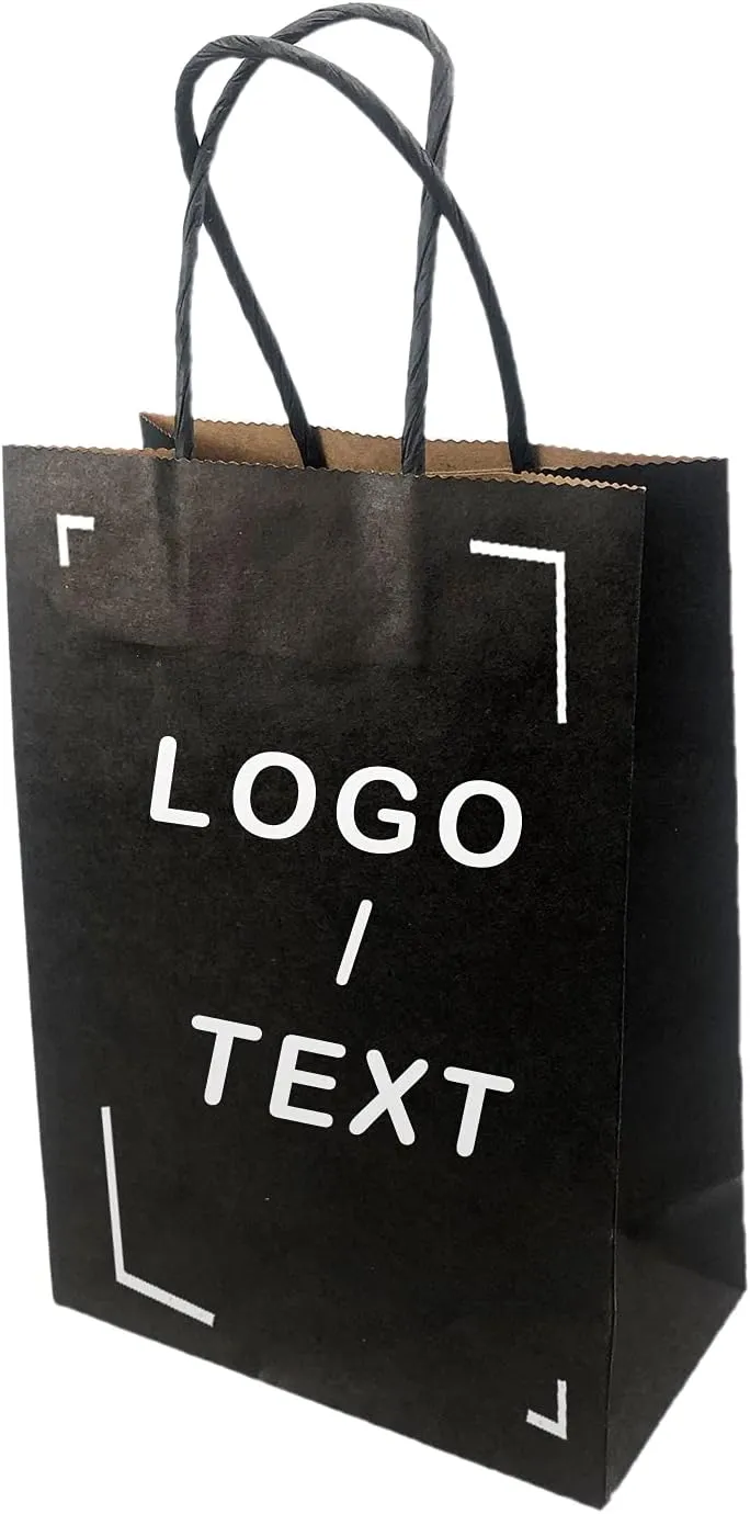 XIFOWE (5.91x3.15x8.27 Inch,100 Pcs Custom Printed Kraft Paper Bags, Shopping bags, merchandise bags, party bags, gift bags, environmentally friendly bags, supermarket bags, garbage bags