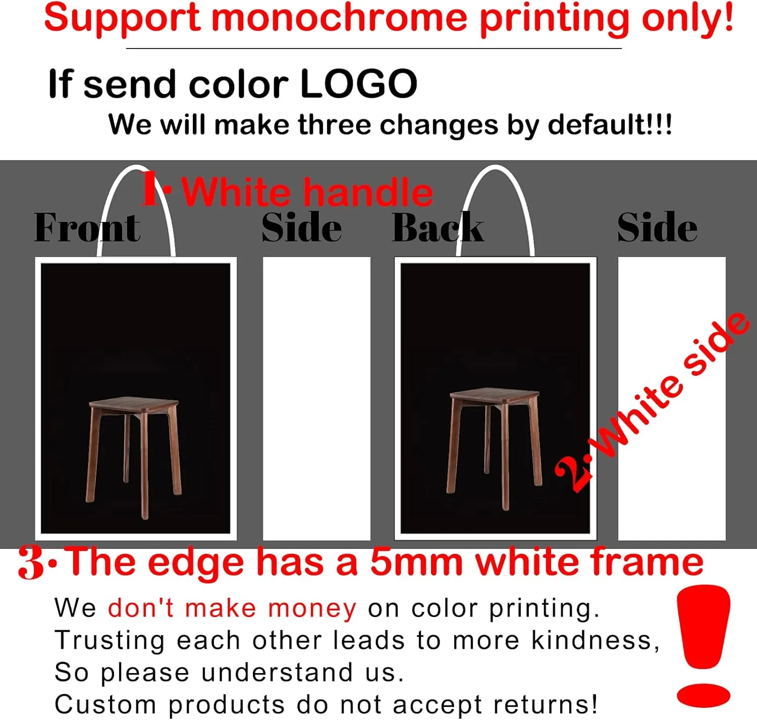 XIFOWE (5.91x3.15x8.27 Inch,100 Pcs Custom Printed Kraft Paper Bags, Shopping bags, merchandise bags, party bags, gift bags, environmentally friendly bags, supermarket bags, garbage bags