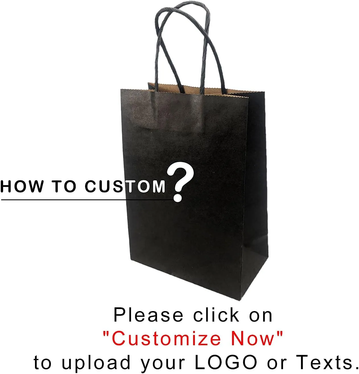 XIFOWE (5.91x3.15x8.27 Inch,100 Pcs Custom Printed Kraft Paper Bags, Shopping bags, merchandise bags, party bags, gift bags, environmentally friendly bags, supermarket bags, garbage bags
