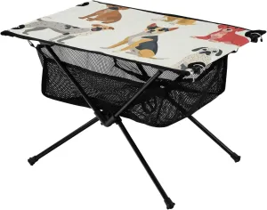 xigua Cute Dogs Folding Camping Table,Portable Camp Table with Carry Bag Beach Table Folding Table for Picnic, Camp,Party,Travel128