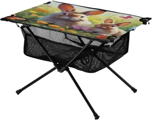 xigua Easter Eggs and Rabbits Folding Camping Table,Portable Camp Table with Carry Bag Beach Table Folding Table for Picnic, Camp,Party,Travel213