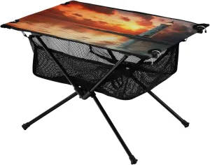 xigua Sunset Light House Folding Camping Table,Portable Camp Table with Carry Bag Beach Table Folding Table for Picnic, Camp,Party,Travel275