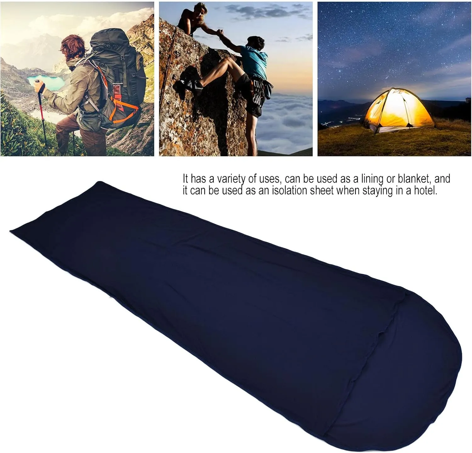 XPSSJMU Sleeping Bag Liner Portable Multifunctional Elastic Sleeping Sack Liner for Backpacking Hotel Hostels Traveling