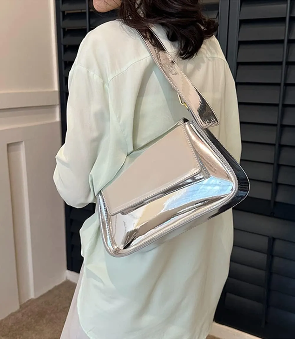 Y2K Women's Silver Evening Hobo Tote Handbag Satchel Clutch Crossbody Bags 2024