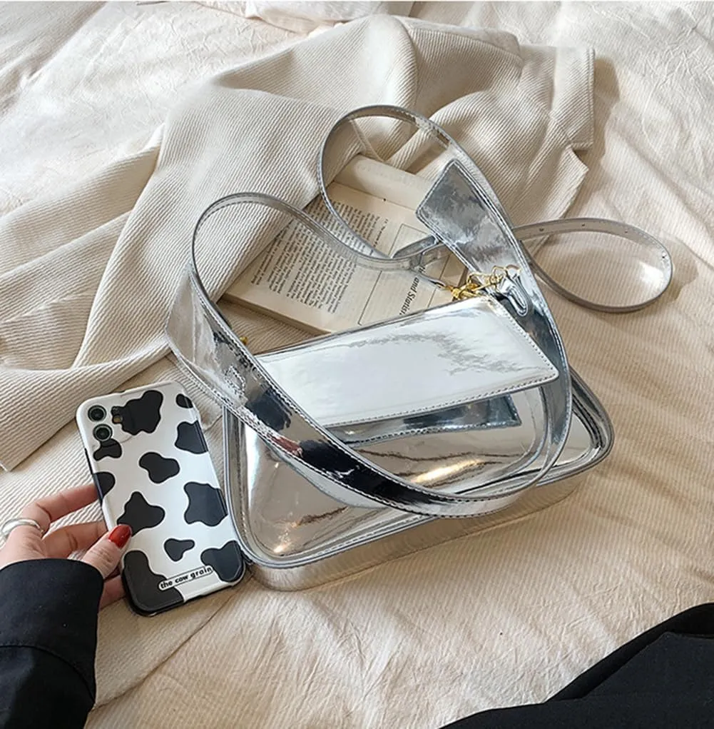 Y2K Women's Silver Evening Hobo Tote Handbag Satchel Clutch Crossbody Bags 2024