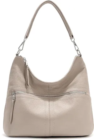 YALUXE Women's Genuine Leather Shoulder Bags Fashion Hobo Handbags Purses Cross-body Bags with Key Ring and Round Coin Purse