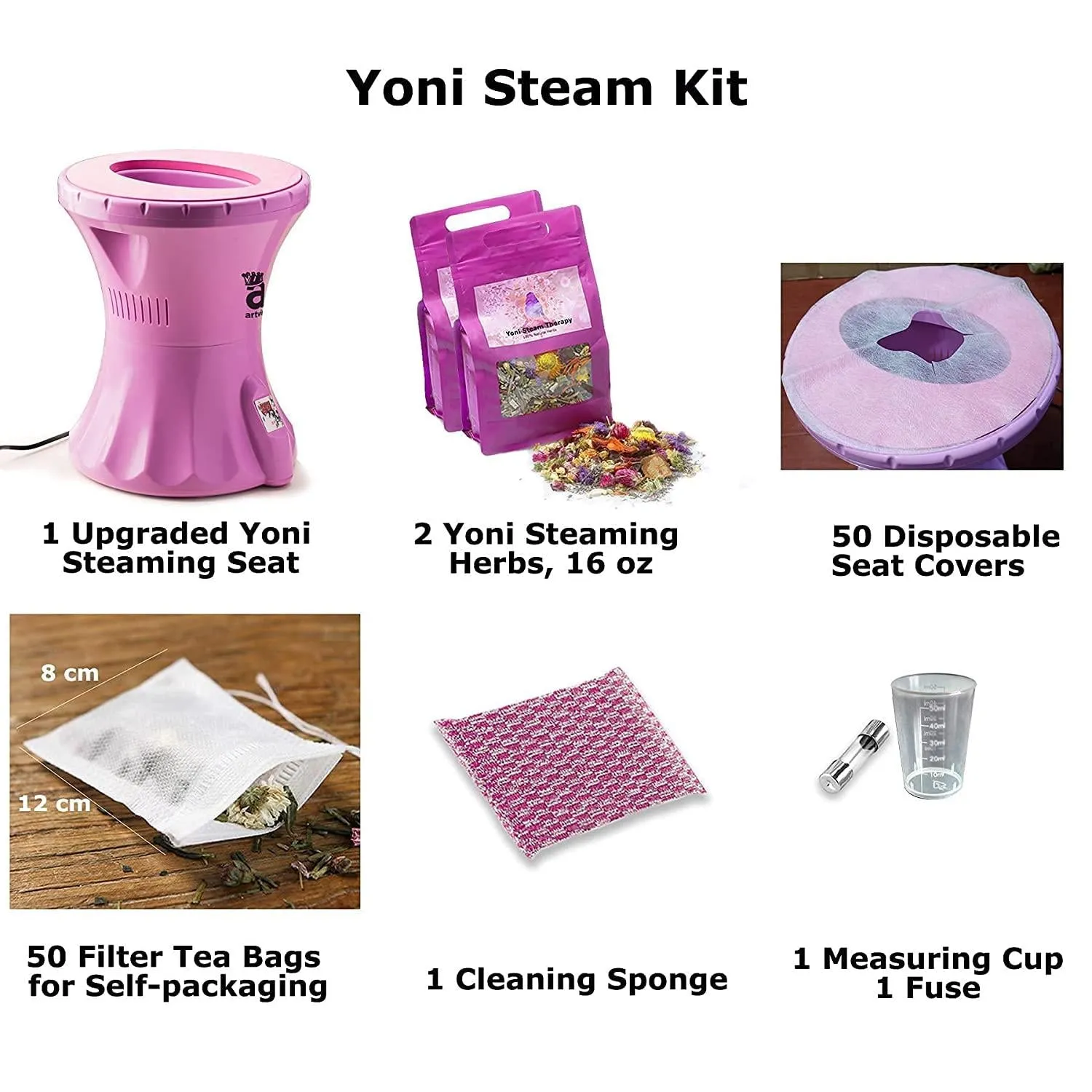 Yoni Steam Seat Kit, VÂ SteamÂ Kit with Seat and Herbs 16oz (30 Steams) Natural, Yoni Steamer Chair Consistent Steaming, Feminine Care for Cleansing, Detox, Fertility and Postpartum Care