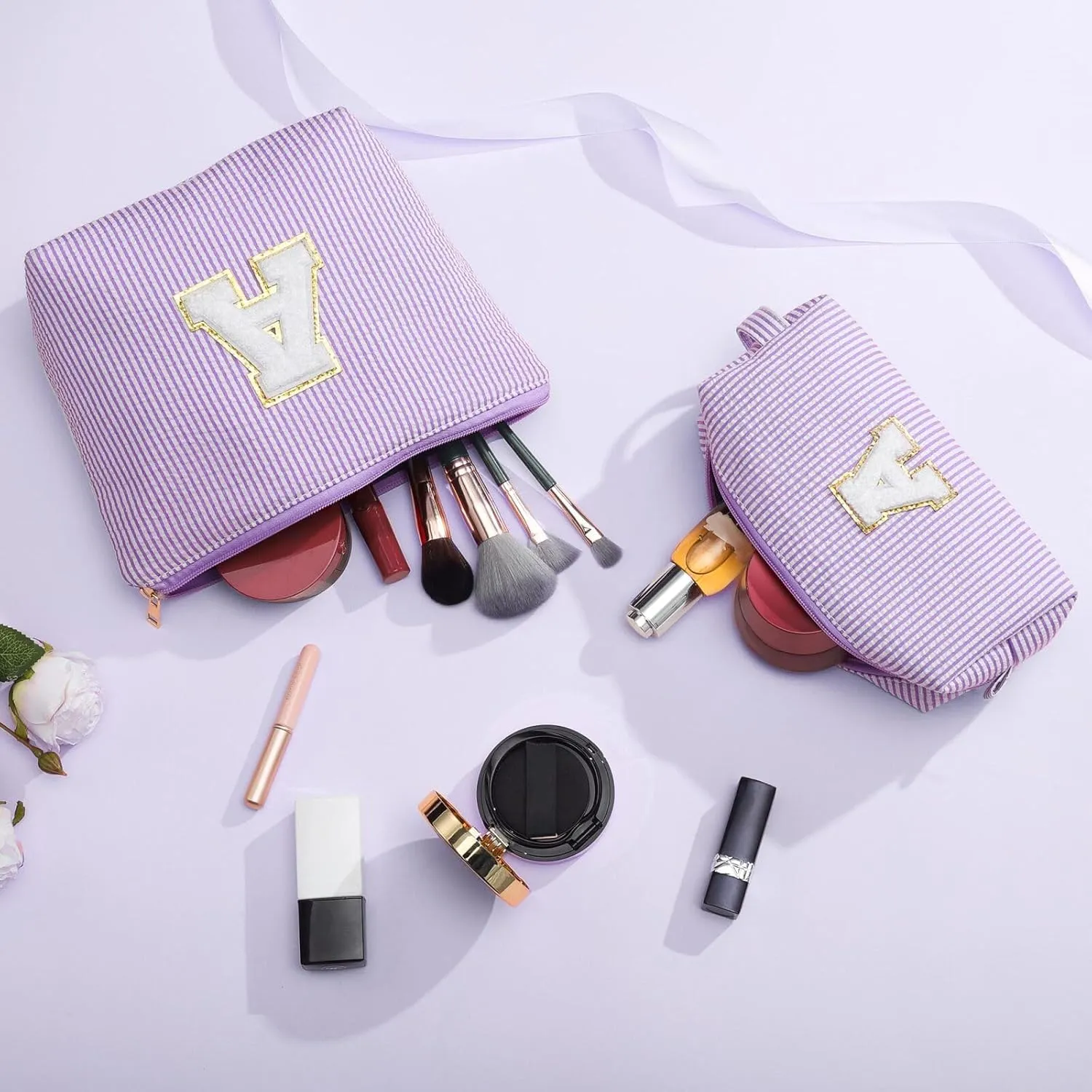 YOOLIFE Bridesmaid Gifts for Wedding Day, Bridesmaid Gifts | Bridesmaid Proposal Gifts Unique Gifts | Preppy Makeup Bag 30th Birthday Gifts for Her | Makeup Organizer Bag Preppy Stuff C- Purple