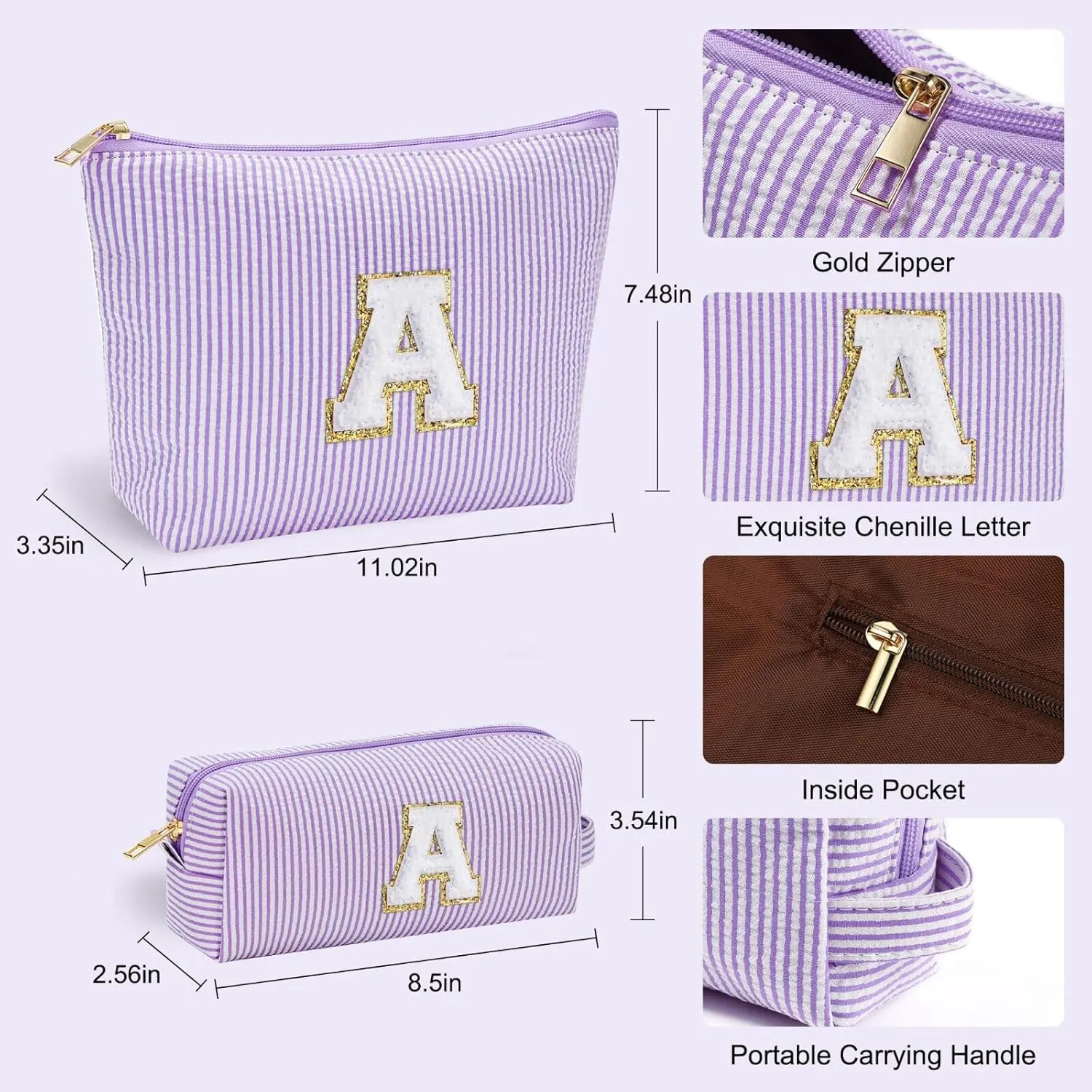 YOOLIFE Bridesmaid Gifts for Wedding Day, Bridesmaid Gifts | Bridesmaid Proposal Gifts Unique Gifts | Preppy Makeup Bag 30th Birthday Gifts for Her | Makeup Organizer Bag Preppy Stuff C- Purple