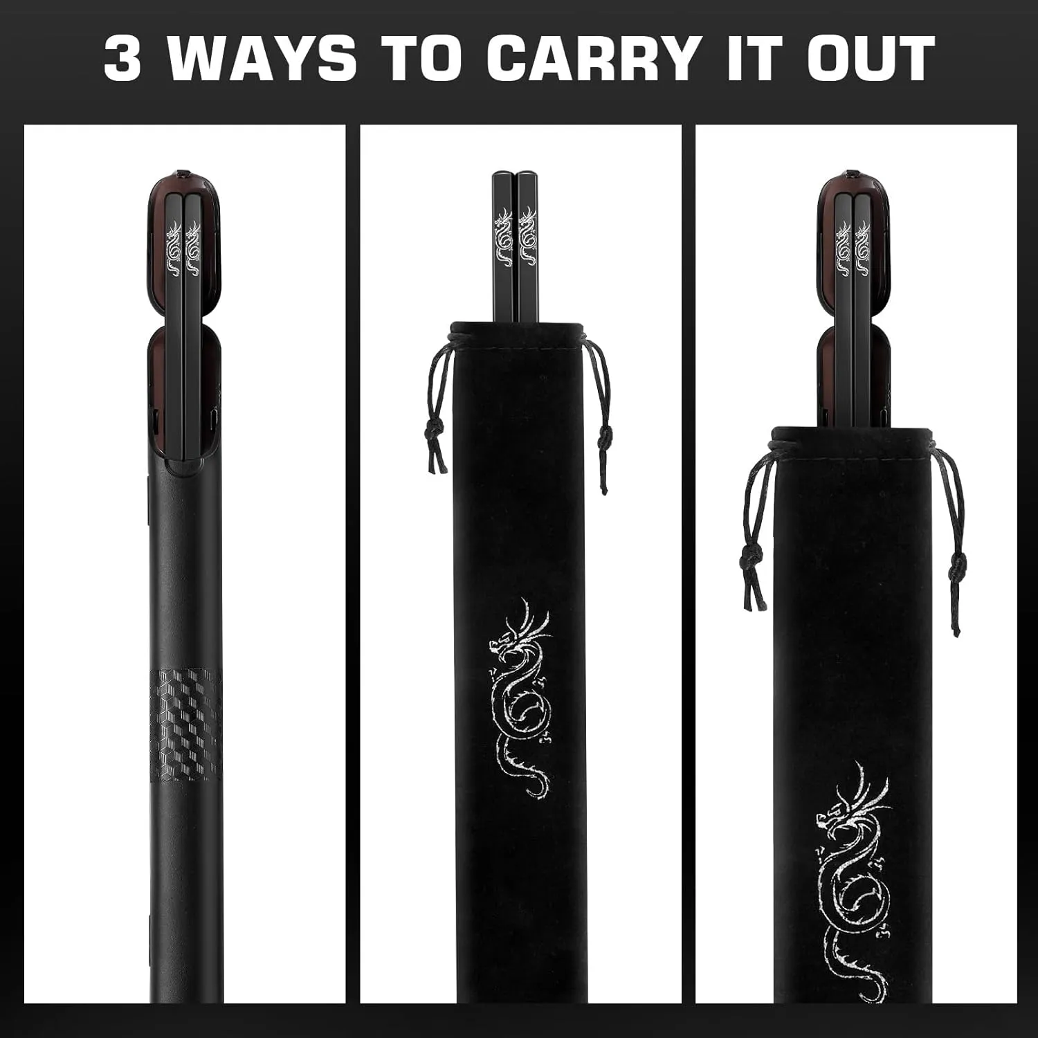 Youda 100% TITANIUM Chopsticks 1 Pairs with Black Carrying Case Ultralight and Reusable Chopsticks for Camping, Home, Travel