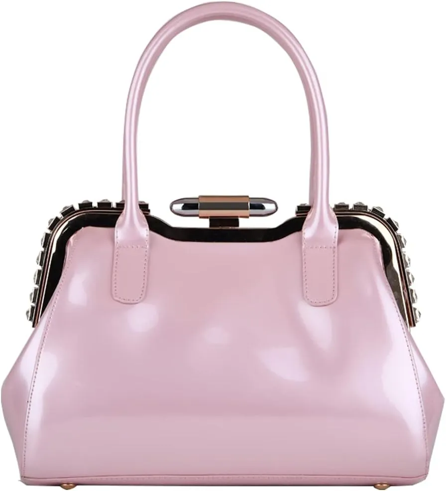 ZiMing Designer Handbags for Women Glossy Patent Leather Top Handle Handbag Purse Lock Satchel Medium Tote Bags Shoulder Bag
