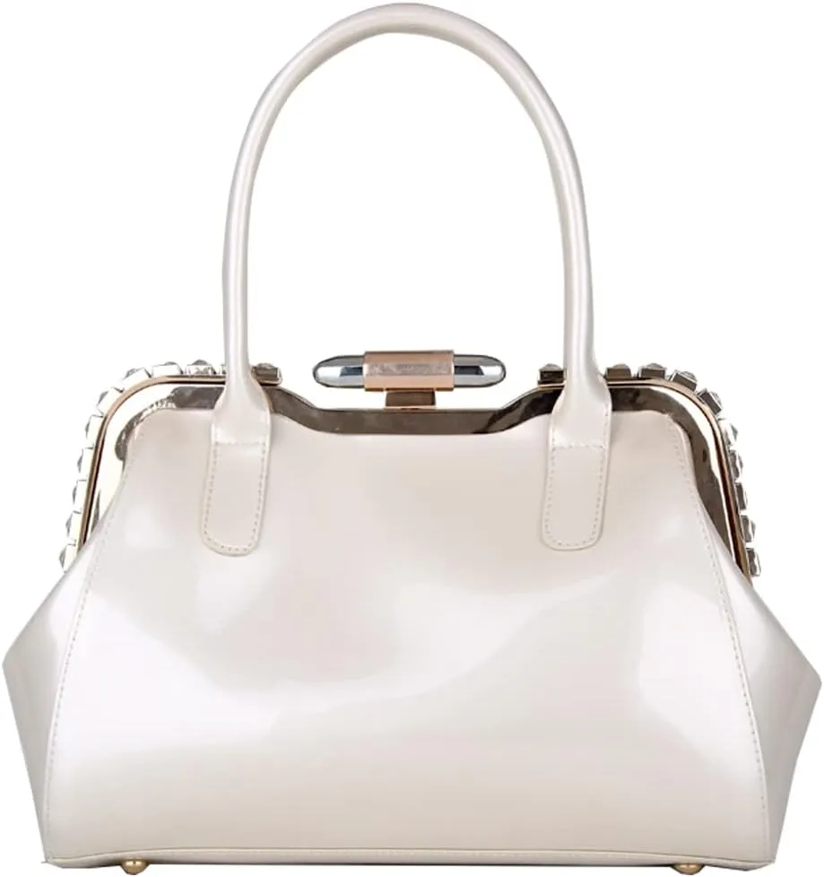 ZiMing Designer Handbags for Women Glossy Patent Leather Top Handle Handbag Purse Lock Satchel Medium Tote Bags Shoulder Bag