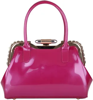 ZiMing Designer Handbags for Women Glossy Patent Leather Top Handle Handbag Purse Lock Satchel Medium Tote Bags Shoulder Bag