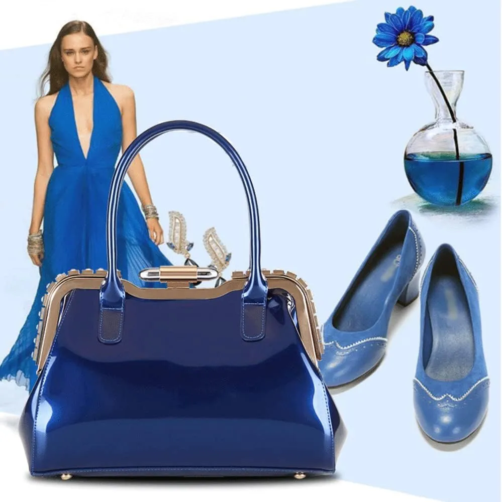 ZiMing Designer Handbags for Women Glossy Patent Leather Top Handle Handbag Purse Lock Satchel Medium Tote Bags Shoulder Bag